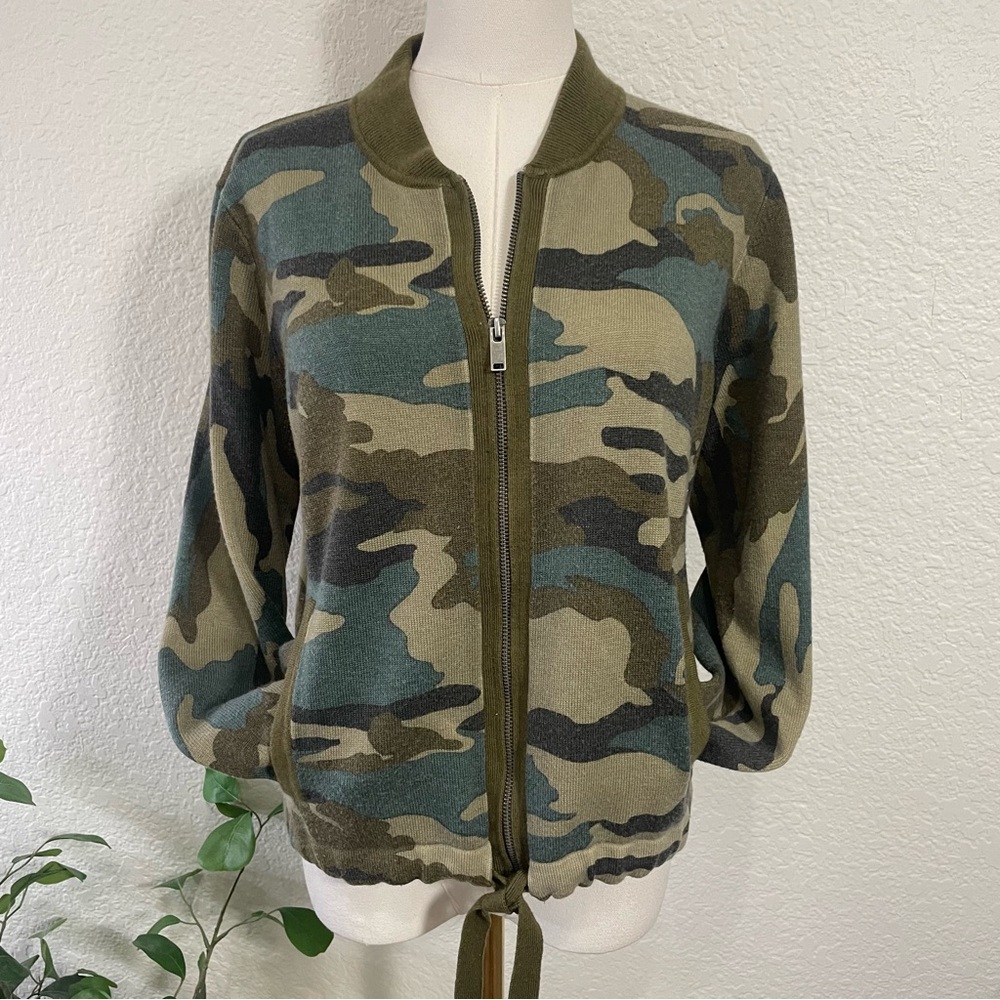 J Crew Army/Camo Zip-Up Sweater Jacket
